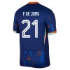 Officiële Voetbalshirt + Korte Broek Nederland Frenkie de Jong 21 Uit EK 2024 - Kids